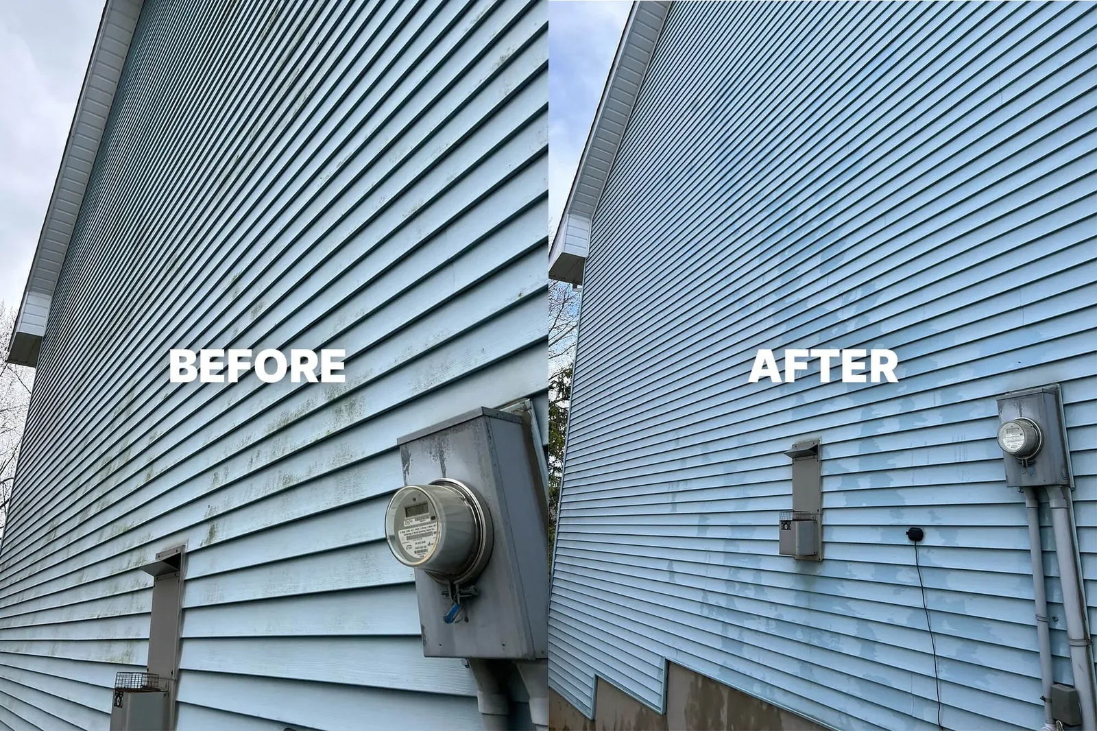 House siding wash before and after