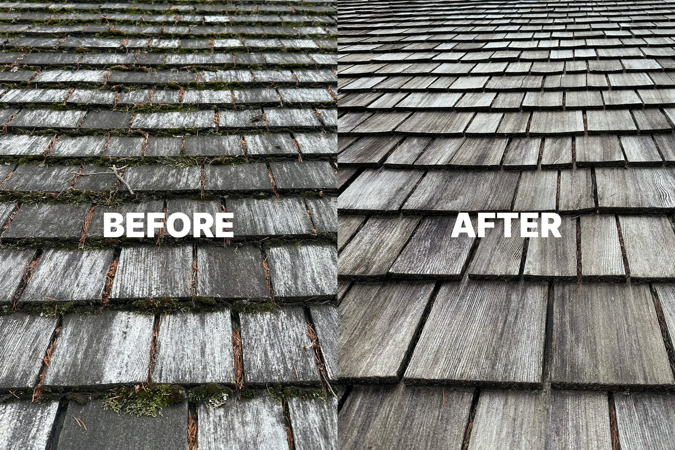 Roof washing transformation before after 1